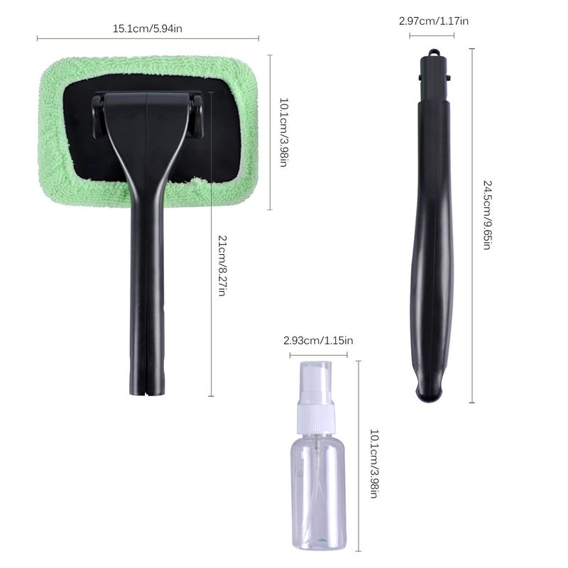 AutoEC Auto Glass Cleaner Wiper Keeps Cars Vehicles Interior Exterior Windshields Windows Clean, Come with 2 Pads Washer Towel and 30ml Spray Bottle, Use Wet or Dry - Image 2